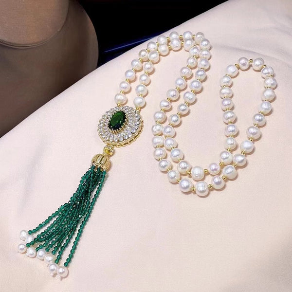 Collier à longue frange glamour