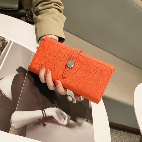Portefeuille long en cuir pleine fleur