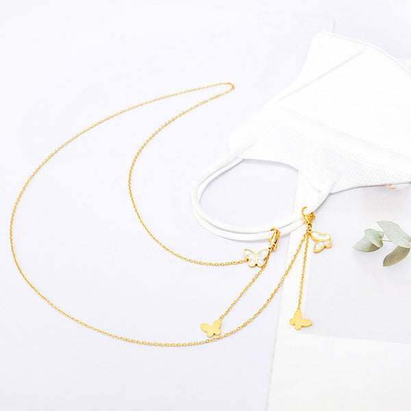Collier Papillon en Acier Inoxydable & Chaîne à Lunettes