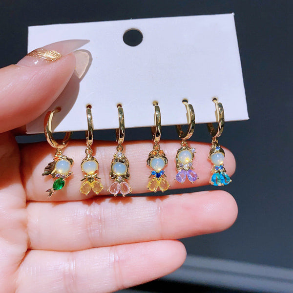 Ensemble de 6 paires de boucles d'oreilles princesse