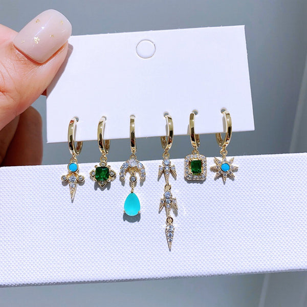Ensemble de 6 paires de boucles d'oreilles pendantes style chandelier