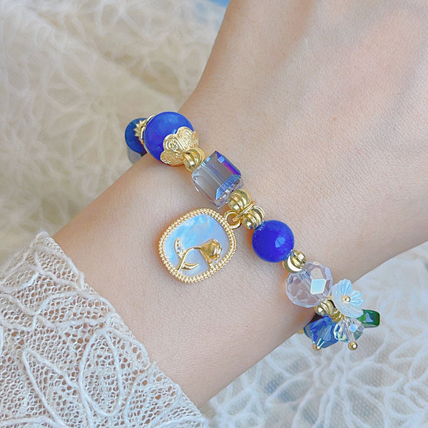 Bracelet en agate bleu royal