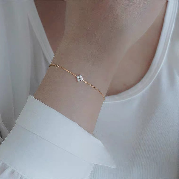 Bracelet Trèfle en Argent 925 avec Strass