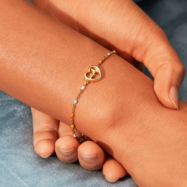 Bracelet de Tennis Chaîne Arc-en-ciel en Argent 925 avec Cœurs Roses