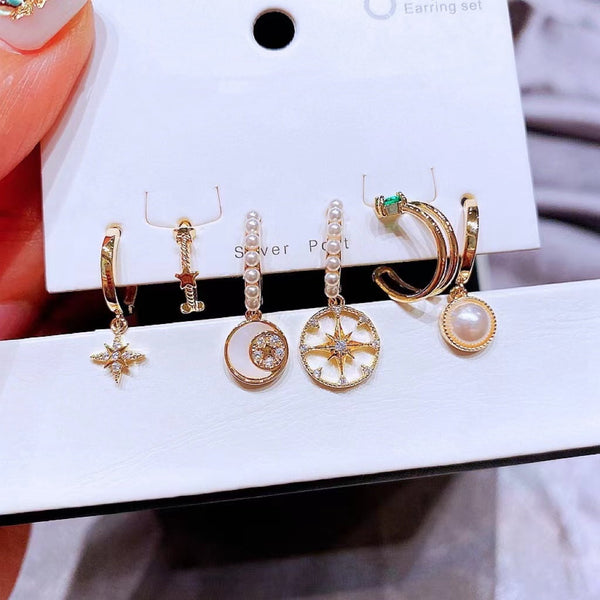 6pcs créoles de boucles d'oreilles en perle naturelle