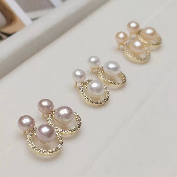 Boucle d'oreille cercle de perle d'eau douce