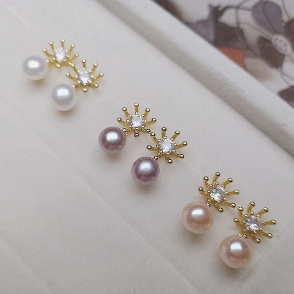 Boucles d'oreilles fleur perle d'eau douce