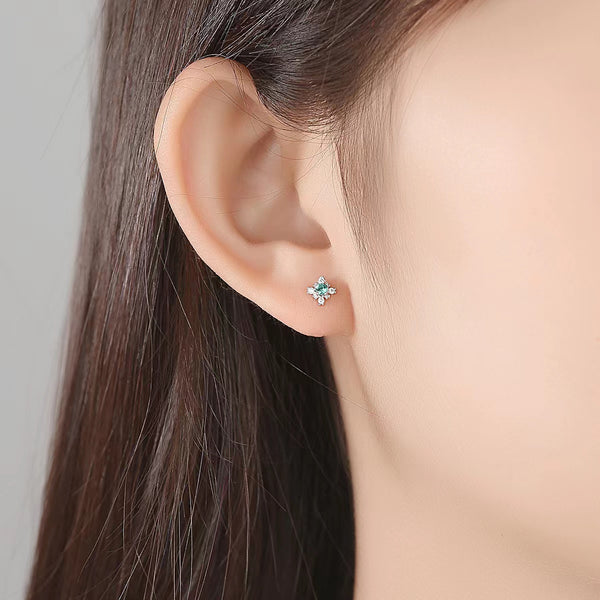 Ensemble de 2 boucles d'oreilles en argent 925 en pierre de malachite fleur