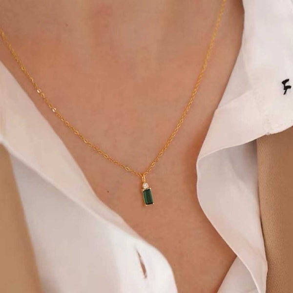 Collier en argent 925 zircon vert olivia