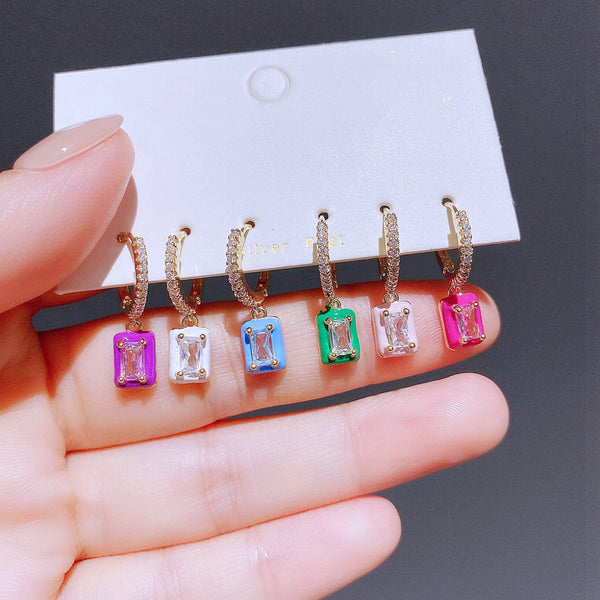Ensemble de 6 boucles d'oreilles rectangulaires Candy Love