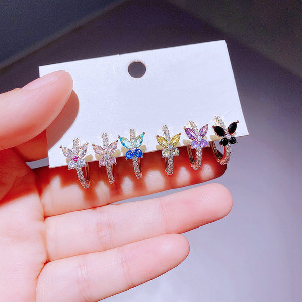 Ensemble de manchette de boucles d'oreilles papillon 6 pièces