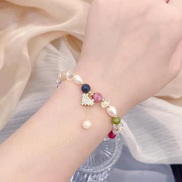 Bracelet Coeur Tourmaline Perle Baroque.
