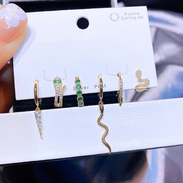 Ensemble de boucles d'oreilles serpent en zircon