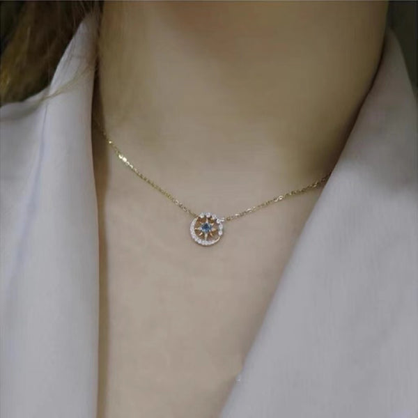 Collier en argent avec lune et étoile en zircon bleu