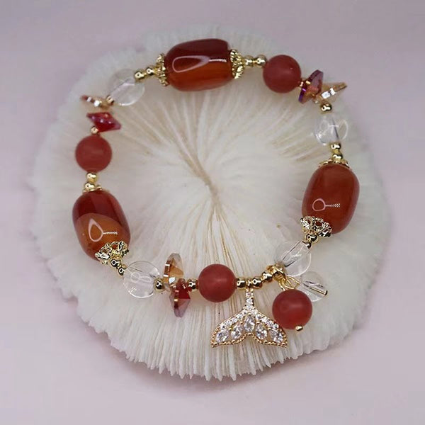 Bracelet sirène en agate rouge naturelle