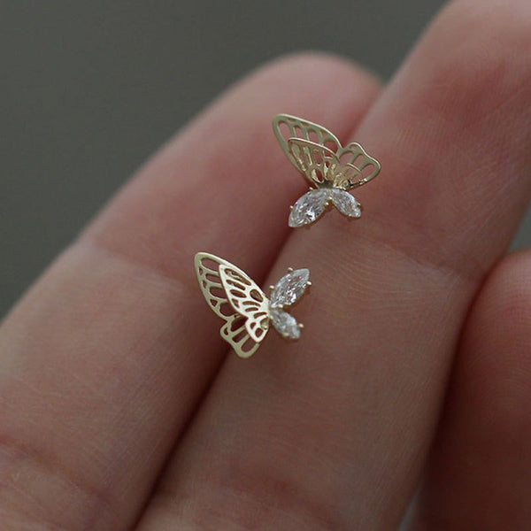 Clous d'oreilles papillon volant en argent 925