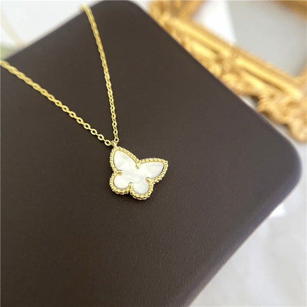 Collier Papillon Nacre Argent 925.