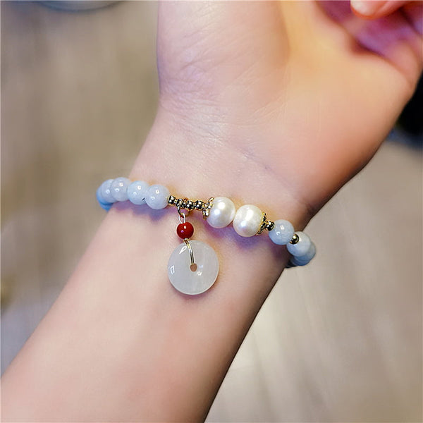 Bracelet aigue-marine perle et jade