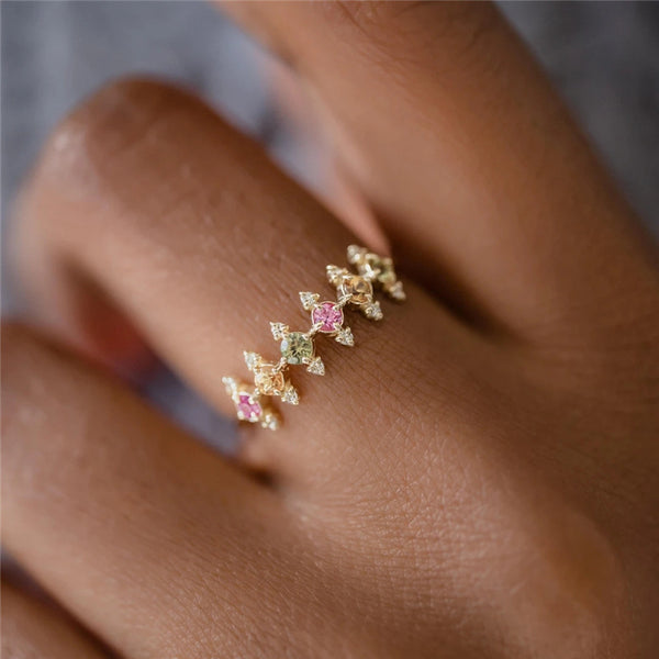 Bague en argent 925 avec zircon en forme de couronne