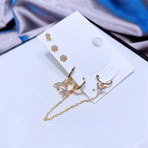 Ensemble de boucles d'oreilles de renne flocon de neige 5 pcs
