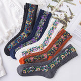 Chaussettes à Fleurs Brodées Vintage ( 5 paires )
