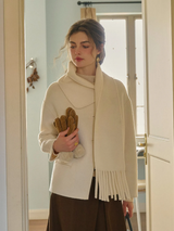 Manteau léger en Laine D'alpaga avec Écharpe en Laine Double