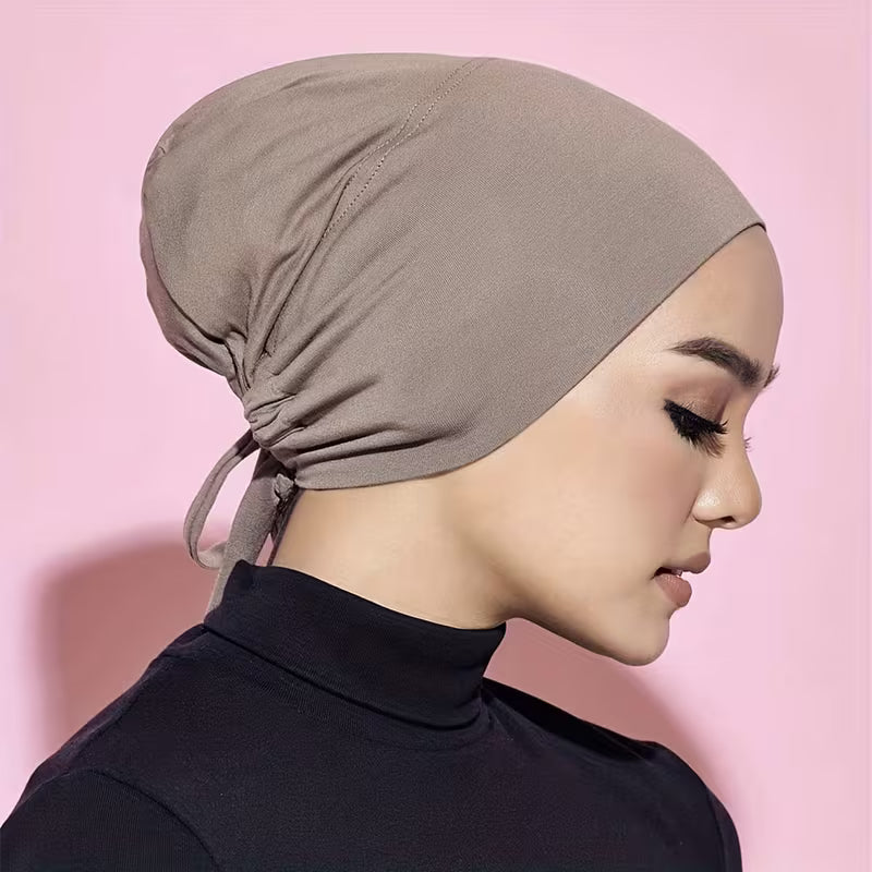 🌸 Lot de 5 Bonnet Hijab Satiné à Nouer – Confort & Élégance