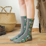 Chaussettes à Fleurs Brodées Vintage ( 5 paires )