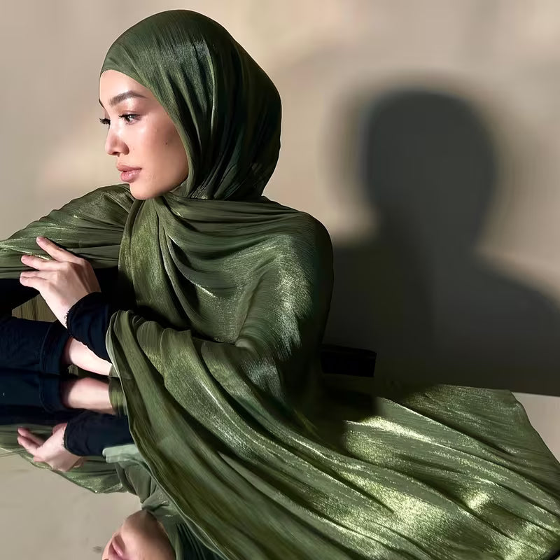 Foulard Organza Scintillant Plissé pour Femme – Élégance & Raffinement ( LOT DE 3 )