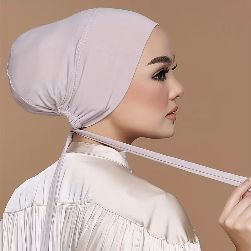 🌸 Lot de 5 Bonnet Hijab Satiné à Nouer – Confort & Élégance