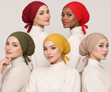 🌸 Lot de 5 Bonnet Hijab Satiné à Nouer – Confort & Élégance