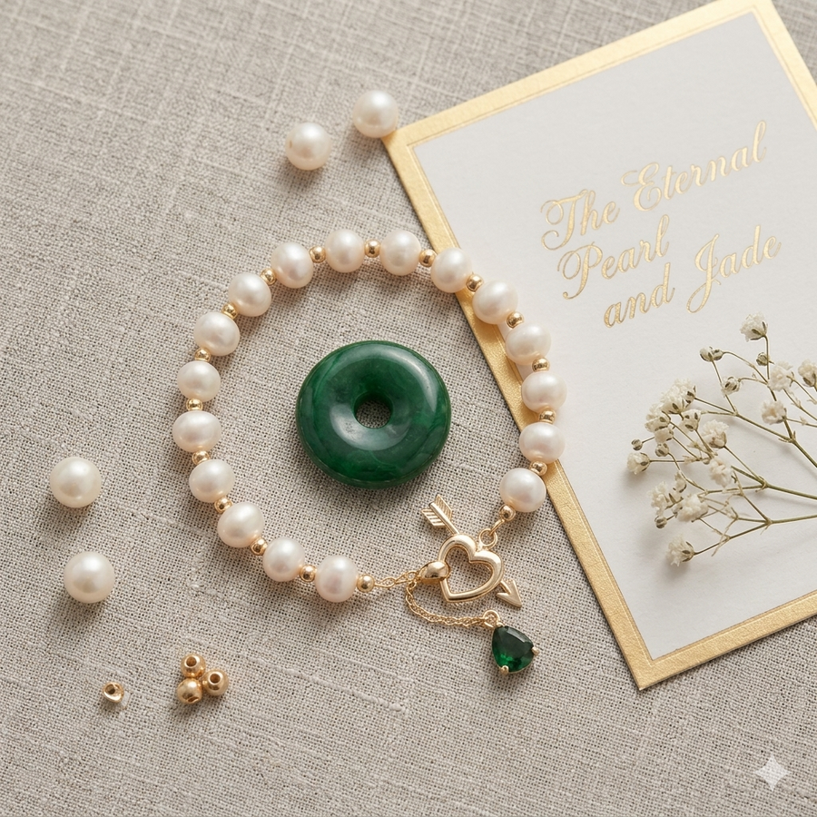Bracelet en  perles naturelle cœur glamour