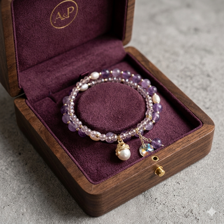 Bracelet d'améthyste et de perles d'eau douce