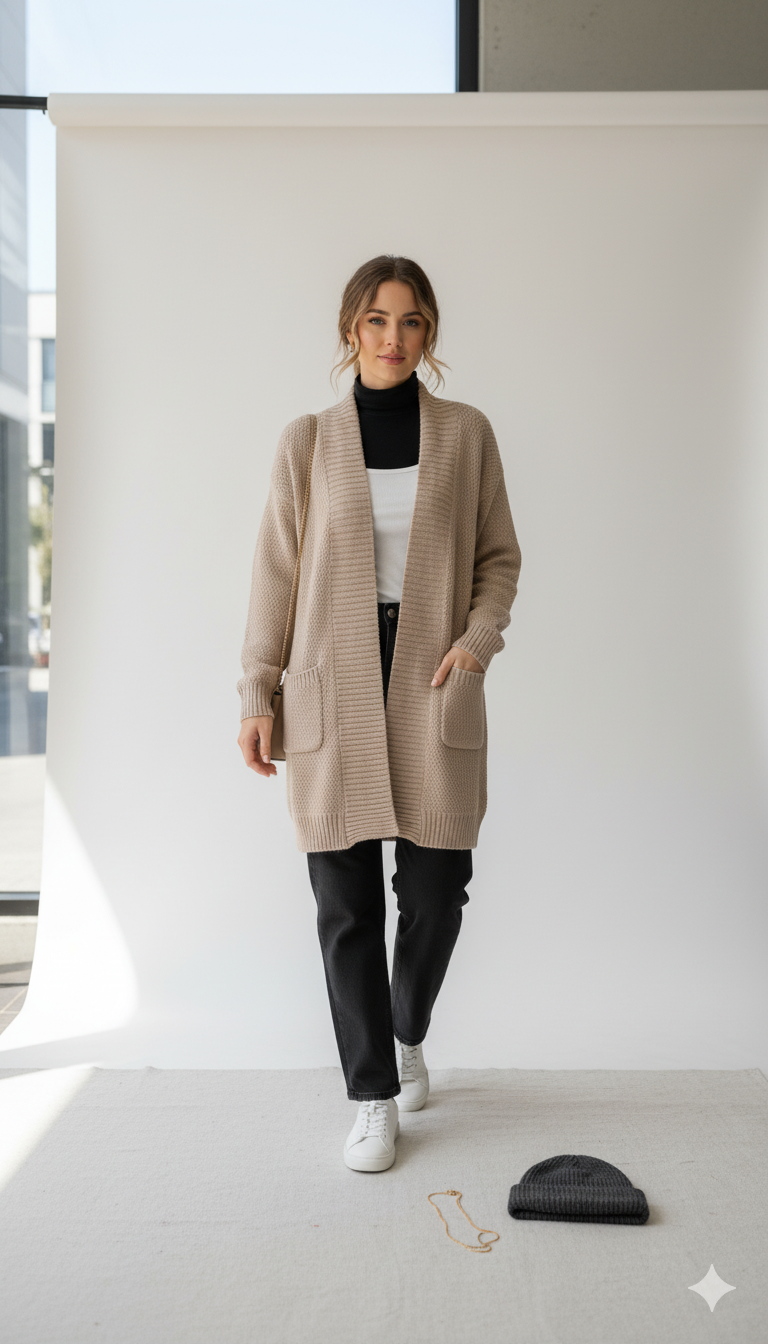 Gilet Long en Maille Luxueuse