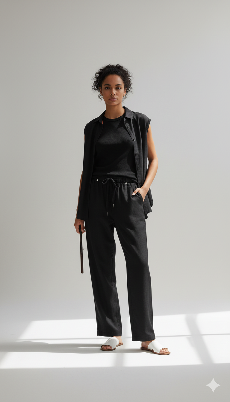 Pantalon Droit en Lin – Confort &amp; Élégance
