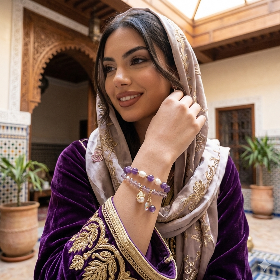 Bracelet d'améthyste et de perles d'eau douce