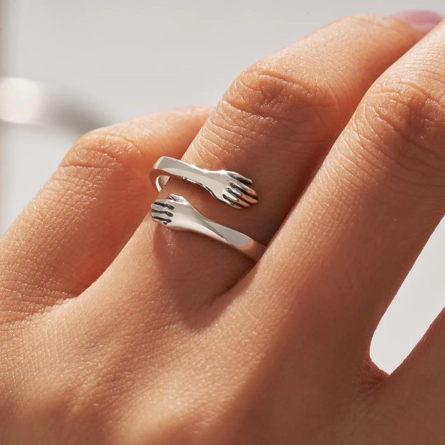Bague en argent ajustable : Le câlin éternel au bout des doigts ( Argent massifs )