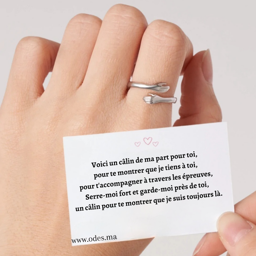 Bague en argent ajustable : Le câlin éternel au bout des doigts ( Argent massifs )