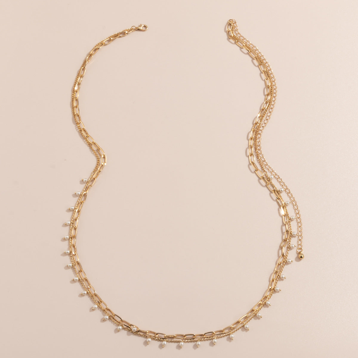 Ensemble de 2 chaînes de taille mini perles, disponible en argent et en dorée