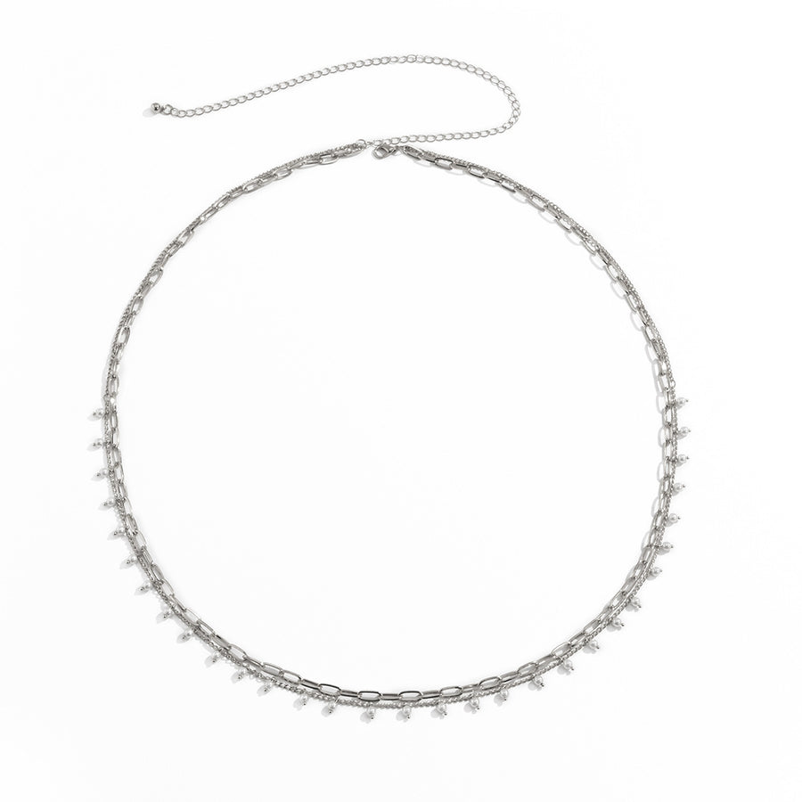 Ensemble de 2 chaînes de taille mini perles, disponible en argent et en dorée