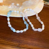 Ensemble de bracelets Perles d'eau douce, Quartz rose et Aigue-marine