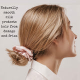 Scrunchies en pure soie Rose poudré & Gris foncé