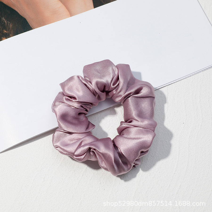 Scrunchies en pure soie Rose poudré & Gris foncé