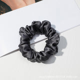 Scrunchies en pure soie Rose poudré & Gris foncé