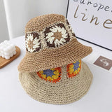 Chapeau seau en raphia tressé à la main avec fleurs