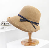 Chapeau seau en fibre naturelle avec nœud - Charme estival.