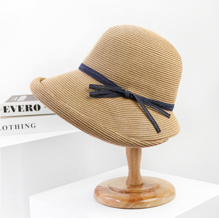 Chapeau seau en fibre naturelle avec nœud - Charme estival.