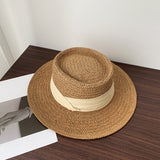 Chapeau style borsalino en fibre naturelle avec ruban noué - Charme estival.
