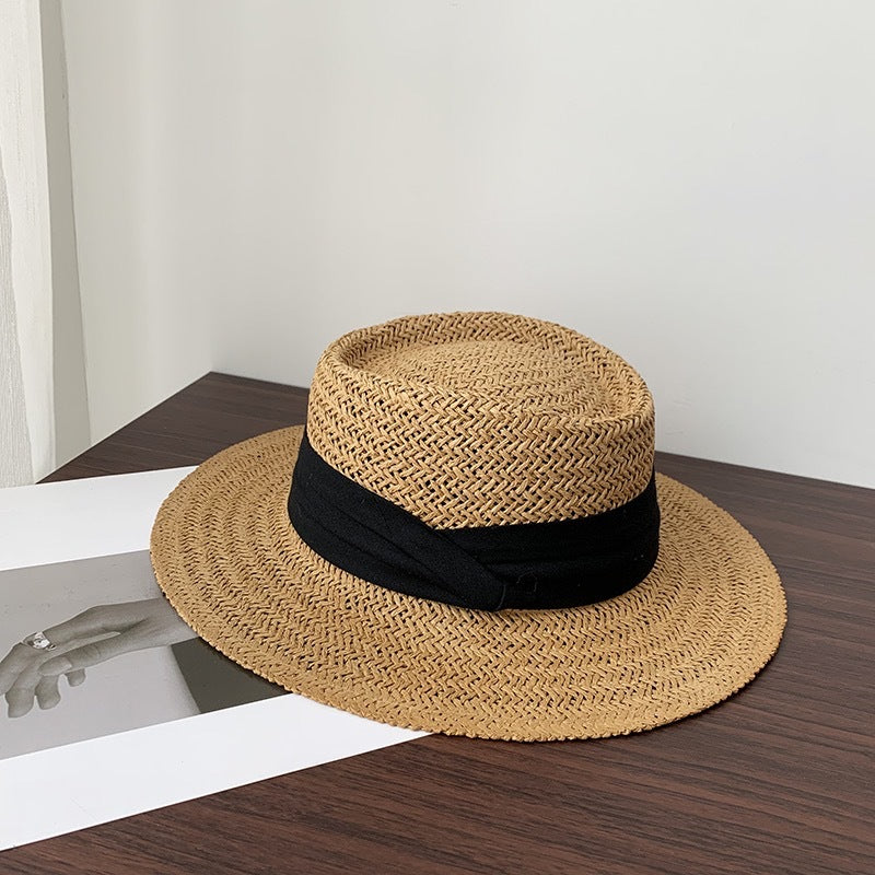 Chapeau style borsalino en fibre naturelle avec ruban noué - Charme estival.