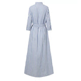 Robe à Rayures Verticales avec Ceinture : L'Élégance Décontractée en Coton et Lin